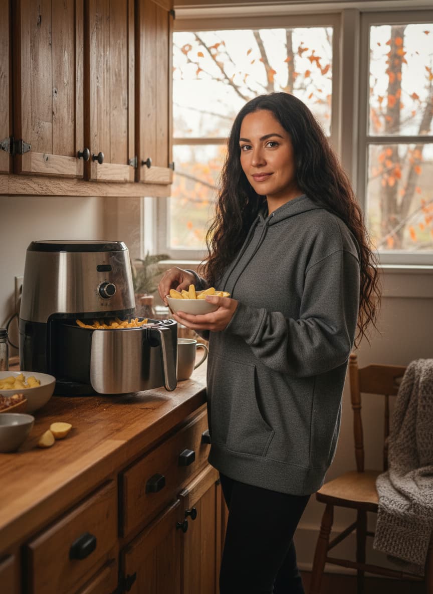 Freidora de aire en entorno doméstico